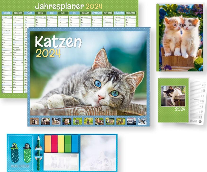 Katzen Kalenderpaket 2024, 9-teilig