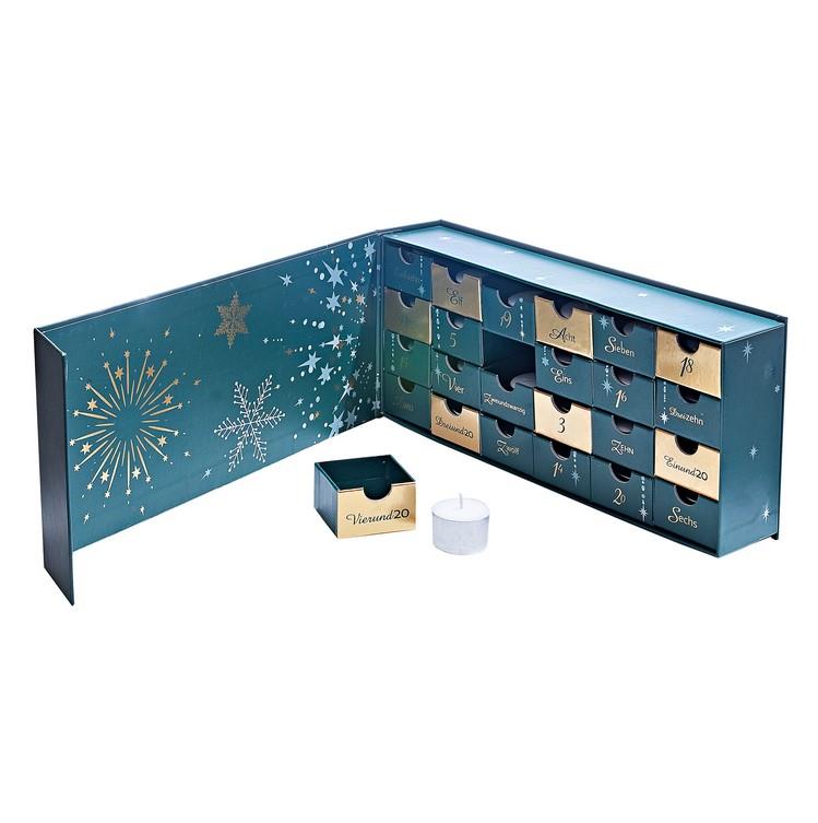 Adventskalender "Glückslicht" mit 24 Botschafts-Teelichtern
