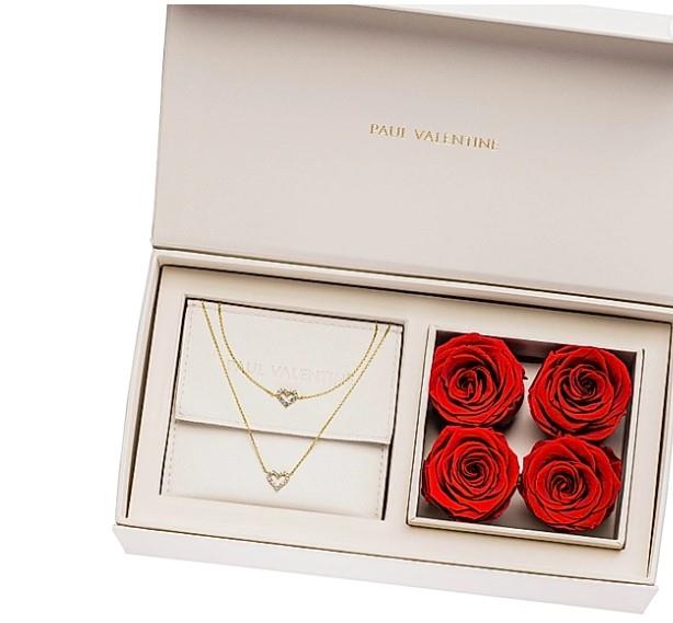 Paul Valentine Geschenkset "Radiant Heart Rosebox"Messing (Farbe: 14K vergoldet)