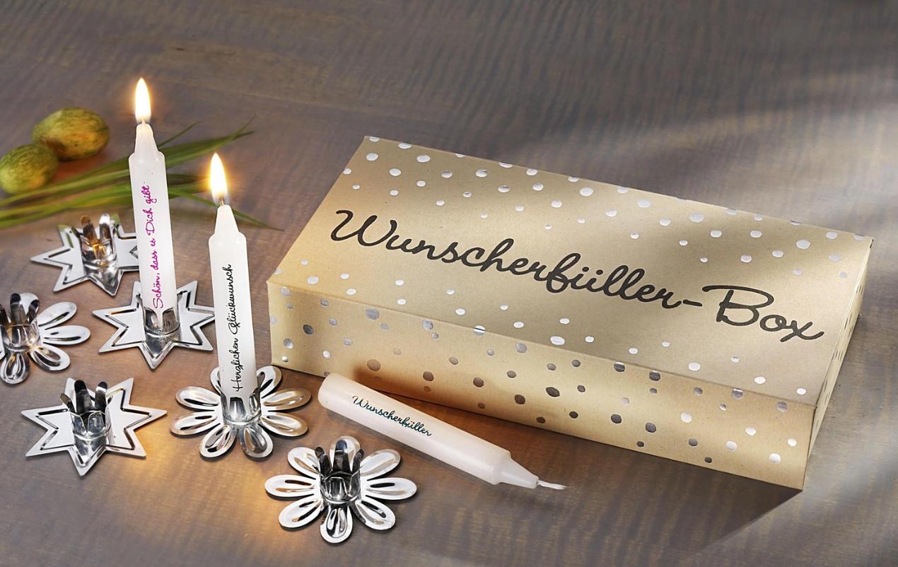 Wunscherfüller-Box mit Kerzen und Haltern 24-teilig